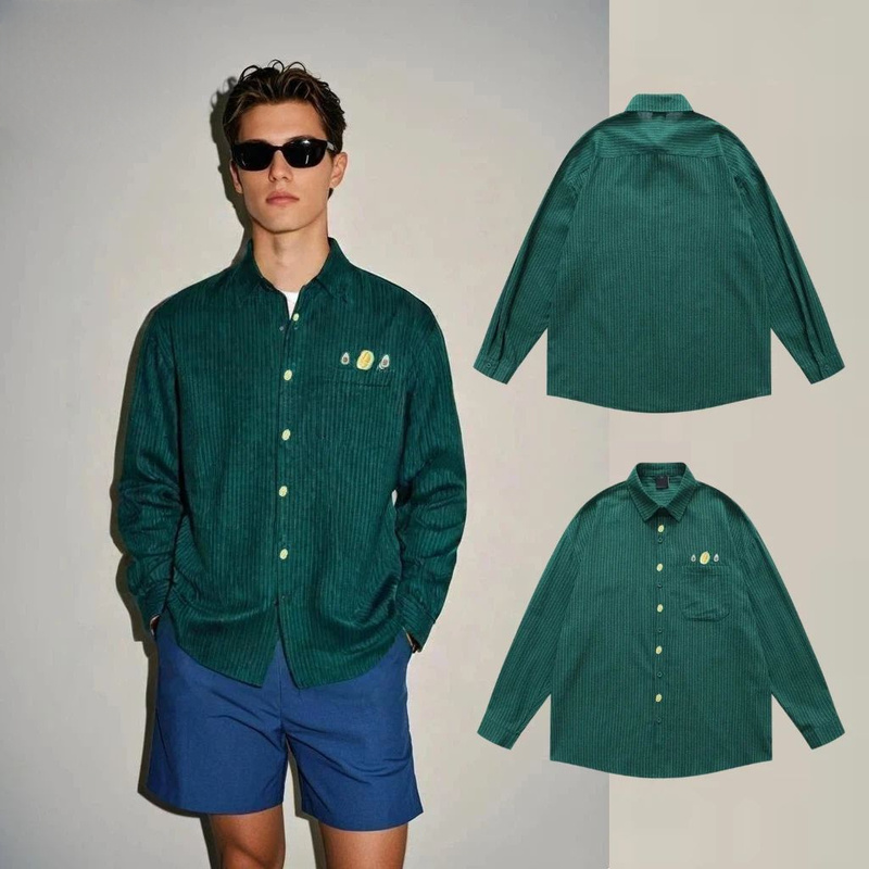 B&J Florist Supply Nyc - [B&C] British-style striped collared long-sleeve shirt