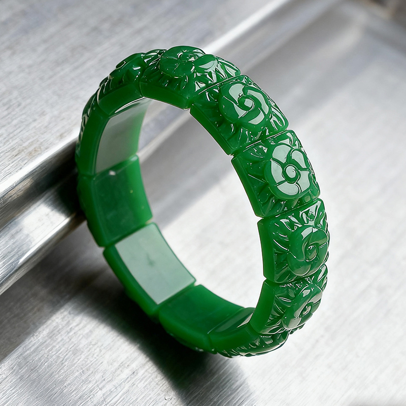 Florist Supplies - Real Jade Flower Bracelet Bangle Designer