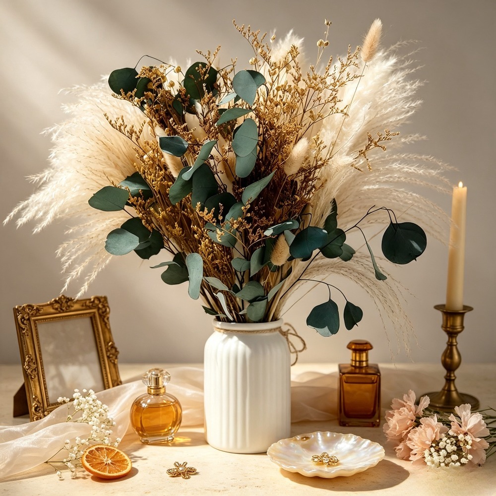 Natural Dried Pampas Grass Bou - Eucalyptus Preserved recension och pris