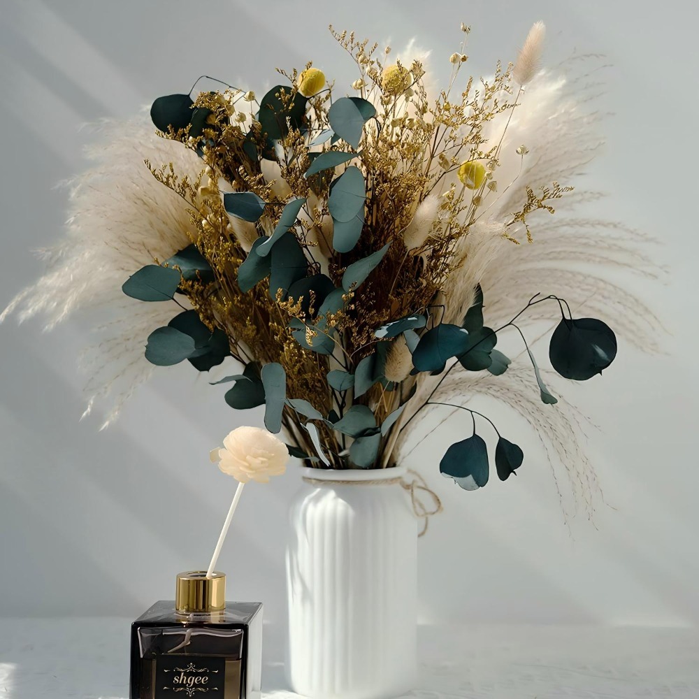 Natural Dried Pampas Grass Bou - Eucalyptus Preserved recension och pris