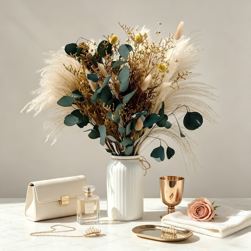 Natural Dried Pampas Grass Bou - Eucalyptus Preserved recension och pris