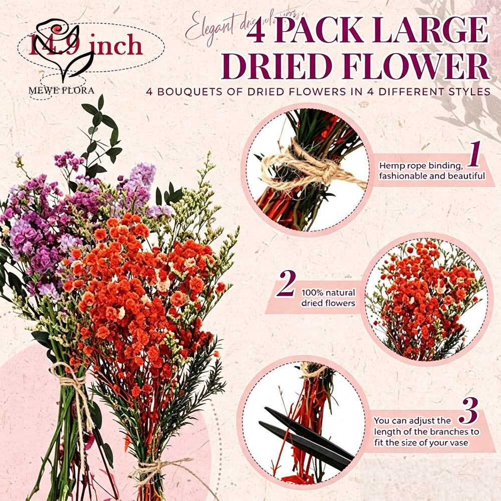 Colorful Dried Flowers Natural - Baby Breath Dried recension och pris
