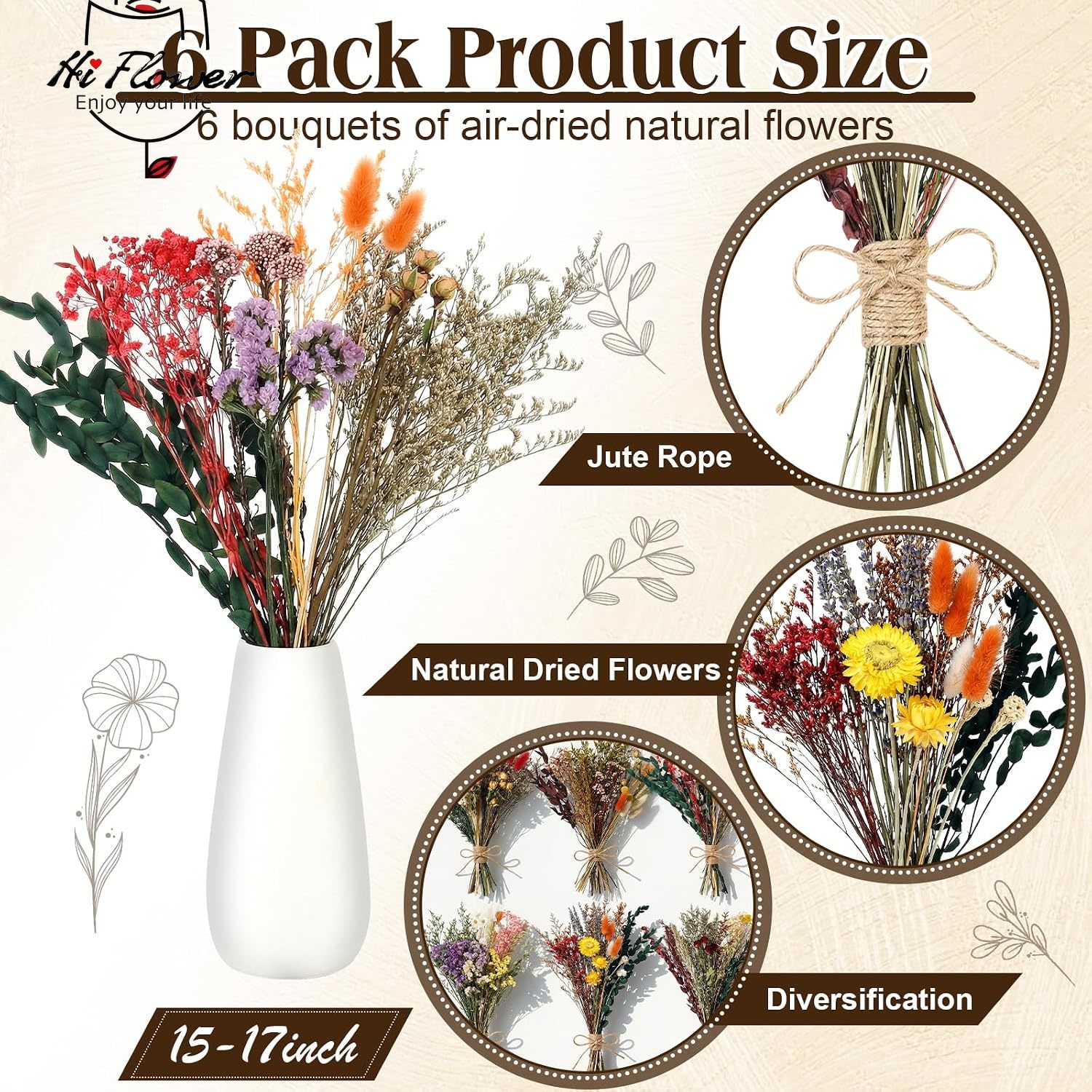 6 Bunches 15 Inch Large Dried  - Baby Breath Dried recension och pris